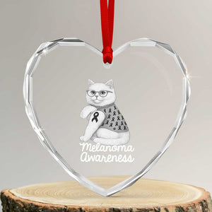 British Shorthair Skin Cancer Awareness Heart Crystal Glass Ornament Melanoma Fighter Cat Gift TS12 Transparent Glass 3'' Heart Print Your Wear