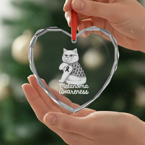 British Shorthair Skin Cancer Awareness Heart Crystal Glass Ornament Melanoma Fighter Cat Gift TS12 Print Your Wear