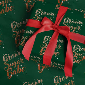 Brown Sugar Babe Wrapping Paper Roll Proud Woman Melanin Pride Black Girl TS10 Green Print Your Wear