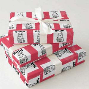 Bruh Angry Easter Bunny with Eggs Basket Wrapping Paper Roll Funny Rabbit Meme Humor Graphic Gift TS02 Red Print Your Wear