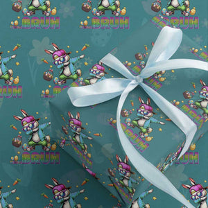 Bruh Dab Bunny Easter Wrapping Paper Roll Funny 80s Retro Vintage Party Cool Rabbit TS10 Teal Print Your Wear