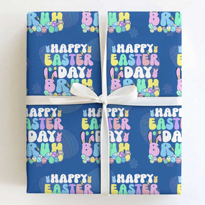 Bruh Easter Wrapping Paper Roll Teens Boys Kids Cute Bunny Eggs TS10 Royal Blue Print Your Wear