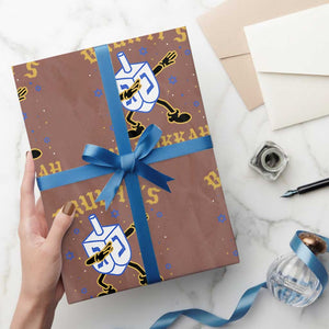 Bruh Hanukkah Wrapping Paper Roll Funny Dabbing Dreidel Love Jewish Chanukah Jew Gift TS10 Mocha Print Your Wear
