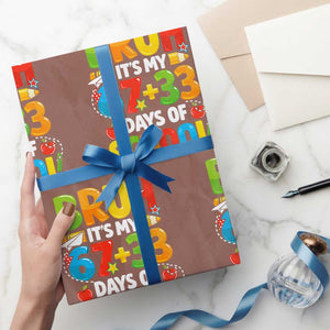 Bruh Its My 67 33 Days Of School Wrapping Paper Roll Funny Six Seven Meme Boys Kids 100th Day TS10 Mocha Print Your Wear