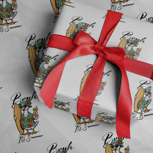 Bruh Its Summer Wrapping Paper Roll Funny Hawaiian Goose Surfer Graphic