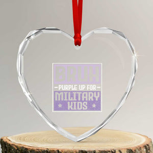 Bruh Purple Up For Military Kids Heart Crystal Glass Ornament Support Military Kids TS10 Transparent Glass 3'' Heart Print Your Wear