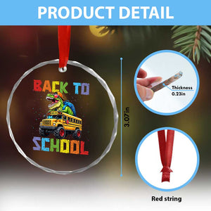 Bruh We Back Crystal Glass Ornament Funny Dinosaur Back To School Dinosaur TS14 Print Your Wear