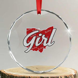 Buckeye Girl Ohio Home State Crystal Glass Ornament TS11 Transparent Glass 3'' Circle Print Your Wear