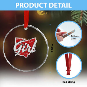 Buckeye Girl Ohio Home State Crystal Glass Ornament TS11 Print Your Wear