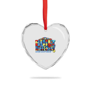 Built Different Autism Acceptance Puzzle Piece Graphic Heart Crystal Glass Ornament Inspirational Neurodiversity Support TS02 Print Your Wear