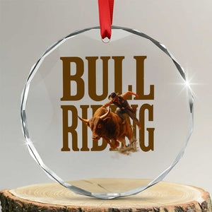 Bull Riding Cowboy Western Texas Rodeo Life Crystal Glass Ornament TS12 Transparent Glass 3'' Circle Print Your Wear