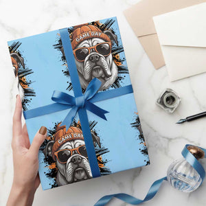 Bulldog Football Spirit Wrapping Paper Roll Game Day Dog Lover Gift TS12 Light Blue Print Your Wear
