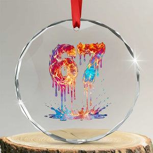 Burning Six Seven Crystal Glass Ornament Drip Fire Flame Meme TS12 Transparent Glass 3'' Circle Print Your Wear