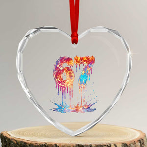 Burning Six Seven Heart Crystal Glass Ornament Drip Fire Flame Meme TS12 Transparent Glass 3'' Heart Print Your Wear