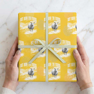But Now I'm Found Wrapping Paper Roll Christian Faith Sheep TS11 Yellow Print Your Wear