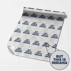 But This Is Indiana Wrapping Paper Roll Hoosier Basketball Fans Bold Blue and Gold TS02 Christmas Plaid Print Your Wear