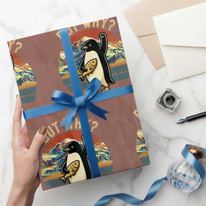 But Why Penguin Wrapping Paper Roll Nihilist Penguin Mountain Hiking TS14 Mocha Print Your Wear