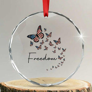 Butterfly Of Freedom American Pride Crystal Glass Ornament TS12 Transparent Glass 3'' Circle Print Your Wear