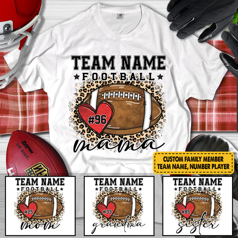 Personalized Football Mom Team Name Number Player T Shirt CTM Custom - Printyourwear