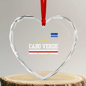 Cabo Verde Athletic Varsity Style Heart Crystal Glass Ornament Cape Verde Flag Stars National Pride