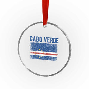 Cabo Verde Distressed Flag National Pride Crystal Glass Ornament Cape Verde Heritage Pride Retro Grunge Graphic