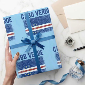 Cabo Verde Distressed Flag National Pride Wrapping Paper Roll Cape Verde Heritage Pride Retro Grunge Graphic