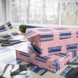 Cabo Verde Distressed Flag National Pride Wrapping Paper Roll Cape Verde Heritage Pride Retro Grunge Graphic