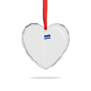 Cabo Verde Elegant Script Flag Graphic Heart Crystal Glass Ornament Cape Verde Minimalist Cursive National Pride Gift