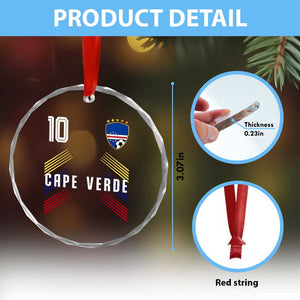 Cabo Verde Football Crest Pride Jersey Style Crystal Glass Ornament Cape Verde Soccer Fan Number 10 Athletic
