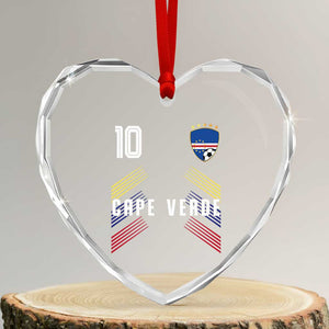 Cabo Verde Football Crest Pride Jersey Style Heart Crystal Glass Ornament Cape Verde Soccer Fan Number 10 Athletic