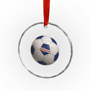 Cabo Verde Football Vintage Soccer Ball Graphic Crystal Glass Ornament