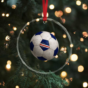 Cabo Verde Football Vintage Soccer Ball Graphic Crystal Glass Ornament