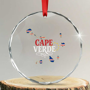 Cabo Verde Islands Flag Map Crystal Glass Ornament Cape Verde Vintage Pride TS02 Transparent Glass 3'' Circle Print Your Wear
