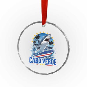 Cabo Verde Surfing Blue Shark Surfboard Crystal Glass Ornament Cape Verde Flag Tropical Ocean Wave TS02 Print Your Wear