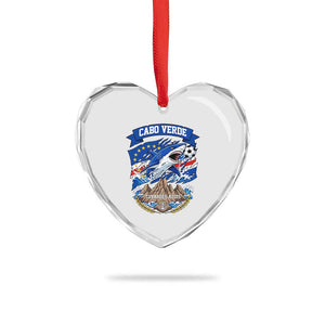Cabo Verde Tubarões Azuis Soccer Pride Heart Crystal Glass Ornament Cape Verde Blue Sharks Football Fans TS02 Print Your Wear