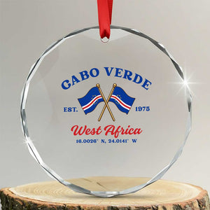 Cabo Verde West Africa Crossed Flags Crystal Glass Ornament Cape Verde Est 1975 Retro National Pride TS02 Transparent Glass 3'' Circle Print Your Wear