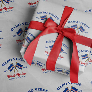 Cabo Verde West Africa Crossed Flags Wrapping Paper Roll Cape Verde Est 1975 Retro National Pride