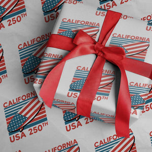 California USA 250th Anniversary Wrapping Paper Roll US Semiquincentennial Patriotic Surfboard Graphic TS02 White Print Your Wear