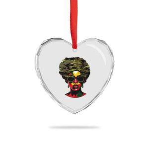 Camo African American Women Juneteenth Celebrating Black Freedom Day Heart Crystal Glass Ornament TS11 Print Your Wear
