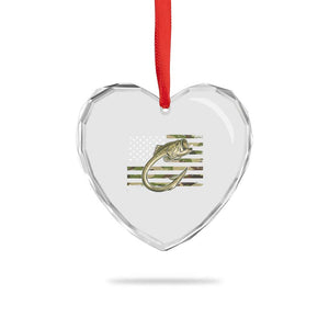Camo Fish Hook Fishing Heart Crystal Glass Ornament Patriotic US Flag Fisherman Camouflage Bass Fishing TS10 Print Your Wear
