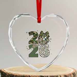 Camo Happy New Year Party 2026 Heart Crystal Glass Ornament Camouflage Disco Ball TS11 Transparent Glass 3'' Heart Print Your Wear