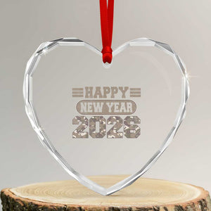 Camo Happy New Year Party 2026 Heart Crystal Glass Ornament Camouflage NYE Party TS11 Transparent Glass 3'' Heart Print Your Wear