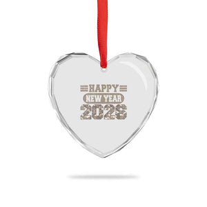 Camo Happy New Year Party 2026 Heart Crystal Glass Ornament Camouflage NYE Party TS11 Print Your Wear