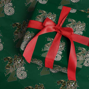 Camo Happy New Year Party 2026 Wrapping Paper Roll Camouflage Disco Ball TS11 Green Print Your Wear