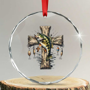 Camo Jesus Cross Fishing Crystal Glass Ornament Faith Family Fishing Fathers Day TS12 Transparent Glass 3'' Circle Print Your Wear