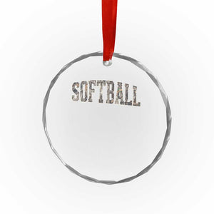 Camo Softball Crystal Glass Ornament Vintage Camouflage Softball Varsity Game Day TS10 Print Your Wear