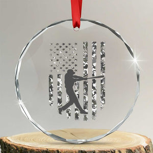 Camo US Flag Baseball Player Crystal Glass Ornament Retro Camouflage American Flag Patriotic TS10 Transparent Glass 3'' Circle Print Your Wear