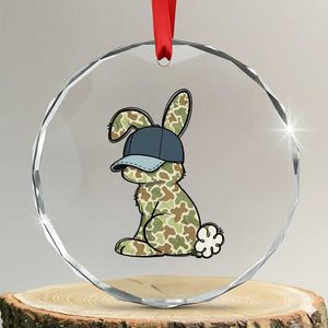 Camouflage Bunny Crystal Glass Ornament Funny Hunter Easter Gift TS12 Transparent Glass 3'' Circle Print Your Wear