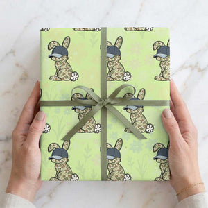 Camouflage Bunny Wrapping Paper Roll Funny Hunter Easter Gift TS12 Lime Print Your Wear