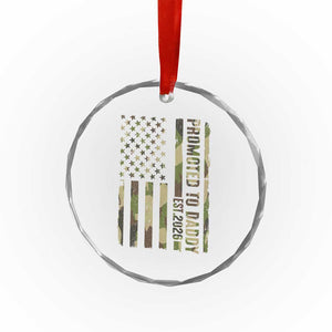 Camouflage Patriotic Dad 2026 Crystal Glass Ornament USA Flag New Father Announcement TS12 Print Your Wear